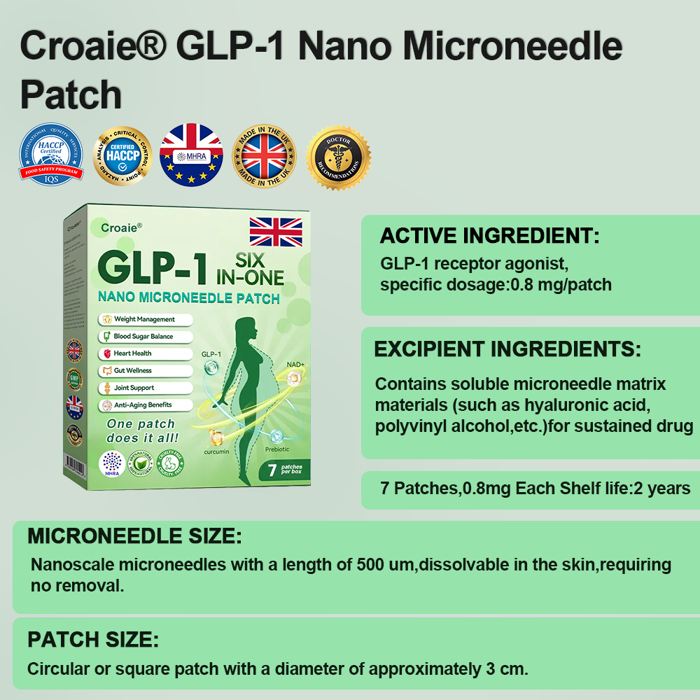 【Last Day Promotion 60% OFF👨⚕️】Croaie® SIX IN-ONE NIDDK-Tirzepatide Health NANO MICRONEEDLE PATCH 👨⚕️(Zero Pain, 24/7 Release | Lose 20 lbs FAST | 90% Sugar Drop | ) 🎁