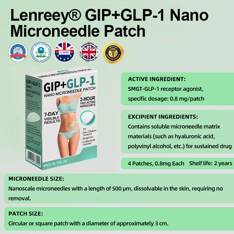 Lenreeyยฎ GIP+GLP-1 Nano Microneedle Patchโ๏ธ (Painless, long-lasting, addressing diabetes, obesity, and cardiovascular diseases)โ๏ธ)